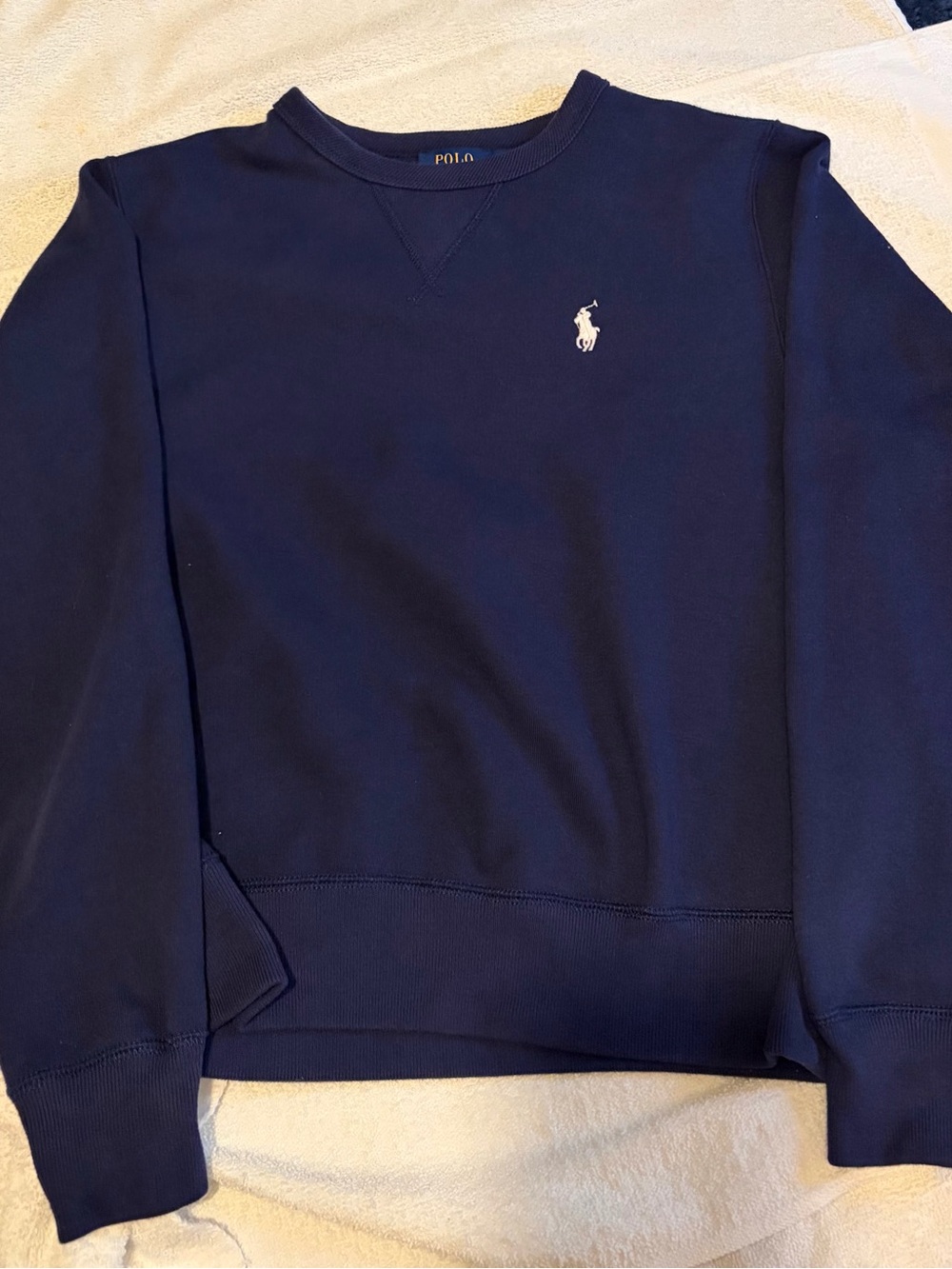 Ralph Lauren Navy Blue Crewneck Sweatshirt with White Pony